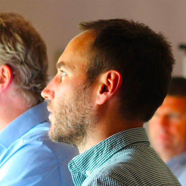 A side profile of a man's head